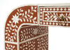 Handmade Bone Inlay Floral U-Shaped Console Table with 2 Drawers – Orange