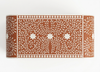 Handmade Bone Inlay Floral U-Shaped Console Table with 2 Drawers – Orange