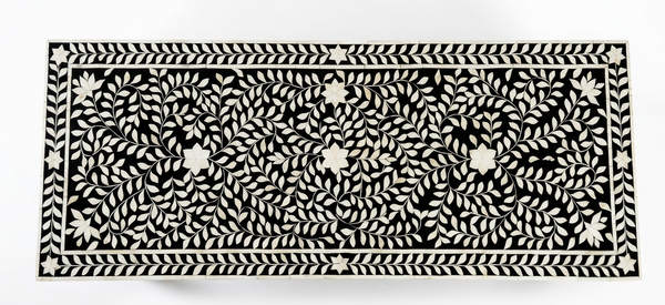 Black & White Bone Inlay 2 Drawer Work Desk – Handcrafted Writing Desk