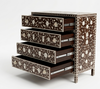 Brown Bone Inlay 4 Drawer Chest – Handcrafted Floral Dresser