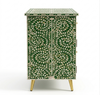 Handcrafted Green Mother of Pearl Inlay 2 Drawer 2 Door Buffet Cabinet