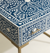 Handcrafted Blue Bone Inlay 3 Drawer Work Desk & Writing Table