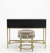 Handcrafted Black Bone Inlay 2 Drawer Console Table with Round Stool – Floral Design