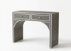 Handcrafted Black & White Bone Inlay 2 Drawer Console Table
