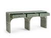Handcrafted Green Bone Inlay 3 Drawer Console Table – Striped Entryway Table
