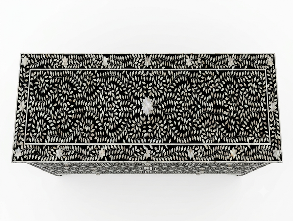 Black Mother of Pearl Inlay 7 Drawer Chest of Drawers
