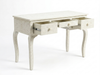 Handcrafted White Bone Inlay Floral 3 Drawer Console Table