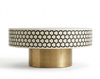 Handcrafted Bone Inlay Round Coffee Table – Black Targo Design with Brass Base