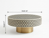 Handcrafted Bone Inlay Round Coffee Table – Black Targo Design with Brass Base