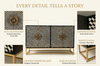 Handmade Bone Inlay 4 Door Cabinet – Black & White Geometric Sideboard