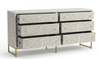 Handcrafted Bone Inlay 6 Drawer Chest – Grey & White Floral Design