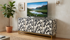 Handmade Bone Inlay 4 Door TV Unit Media Cabinet – Black & White 3D Geometric Design