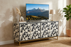 Handmade Bone Inlay 4 Door TV Unit Media Cabinet – Black & White 3D Geometric Design