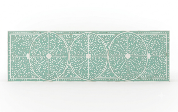 Mother of Pearl Inlay Buffet Cabinet – Sea Green, 2 Drawers & 4 Doors