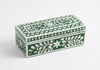 Handcrafted Mother of Pearl Inlay Jewelry Box – Green Floral Design