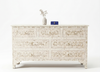 Handcrafted Mother of Pearl Inlay 7 Drawer Chest – White Floral Design