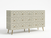 Handcrafted Grey Bone Inlay 9 Drawer Chest with Brass Legs