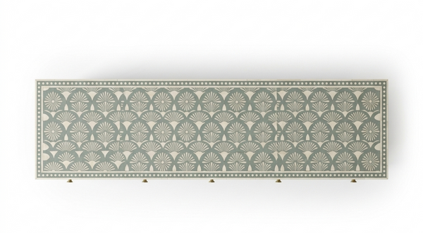 Handcrafted Grey Bone Inlay 9 Drawer Chest with Brass Legs