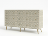 Handcrafted Grey Bone Inlay 9 Drawer Chest with Brass Legs