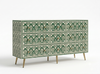 Handcrafted Grey Bone Inlay 9 Drawer Chest with Brass Legs