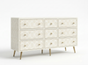 Handcrafted Grey Bone Inlay 9 Drawer Chest with Brass Legs