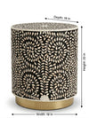 Mother of Pearl Inlay Round Side Table – Black & White Floral End Table