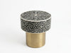 Handcrafted Black Mother of Pearl Inlay Round Side Table with Brass Base – Floral Design
