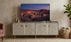 Handmade black and white Bone Inlay 4 door TV unit media cabinet with Targua geometric design
