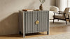 Black and white bone inlay 2 door storage cabinet with handcrafted vertical striped design