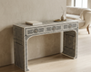 Handcrafted black and white geometric bone inlay 3 drawer console table