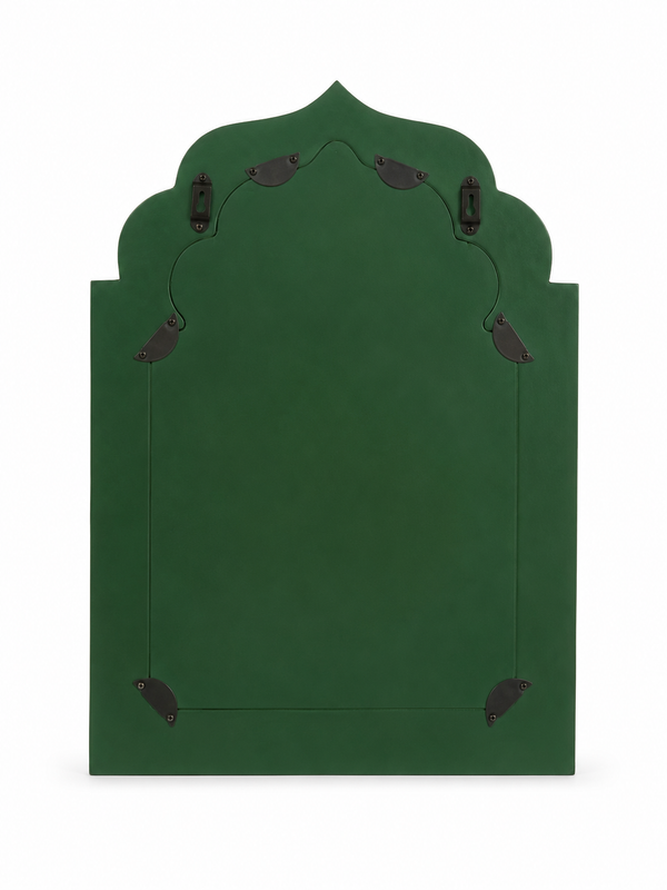 Handcrafted Green & White Bone Inlay Mehrab Wall Mirror Frame