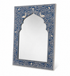 Handcrafted Blue & White Bone Inlay Mehrab Wall Mirror Frame