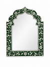 Handcrafted Green & White Bone Inlay Mehrab Wall Mirror Frame