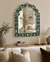 Green and white bone inlay Mehrab wall mirror frame with handcrafted floral design