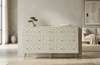Grey and white bone inlay 9 drawer chest with brass knobs and brass-finish legs