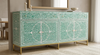 Sea green Mother of Pearl inlay buffet cabinet with 2 drawers and 4 doors