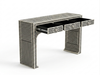 Handcrafted Black & White Bone Inlay 3 Drawer Console Table – Geometric Design