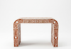 Handmade Bone Inlay Floral U-Shaped Console Table with 2 Drawers – Orange