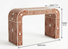 Handmade Bone Inlay Floral U-Shaped Console Table with 2 Drawers – Orange