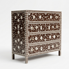 Brown Bone Inlay 4 Drawer Chest – Handcrafted Floral Dresser