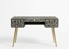 Black & White Bone Inlay 2 Drawer Work Desk – Handcrafted Writing Desk