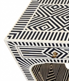 Handcrafted Black & White Bone Inlay 3 Drawer Console Table – Geometric Design