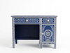 Blue Bone Inlay Work Desk – 2 Drawer 1 Door Floral Writing Desk
