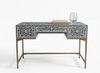 Handcrafted Blue Bone Inlay 3 Drawer Work Desk & Writing Table