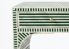 Handcrafted Green Bone Inlay 3 Drawer Console Table – Striped Entryway Table