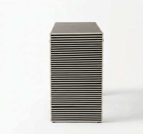 Handcrafted Black & White Bone Inlay 2 Drawer Console Table