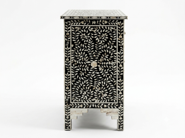 Black Mother of Pearl Inlay 7 Drawer Chest of Drawers