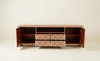 Handcrafted Orange Bone Inlay TV Unit – 2 Door 4 Drawer Media Cabinet with Shelf