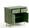 Handcrafted Green Mother of Pearl Inlay 2 Drawer 2 Door Buffet Cabinet
