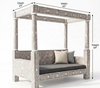 Handcrafted Grey Bone Inlay Canopy Daybed – Floral Design Luxury Furniture
